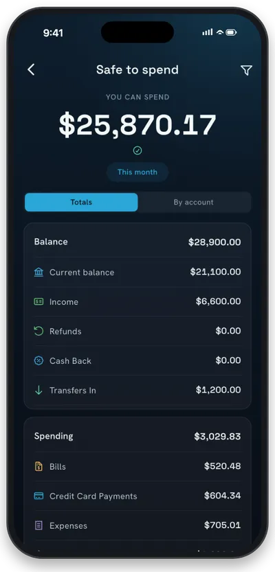 NEKO Safe to Spend screen showing remaining balance after commitments