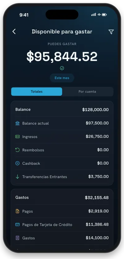 Pantalla de dinero disponible de NEKO mostrando el saldo restante